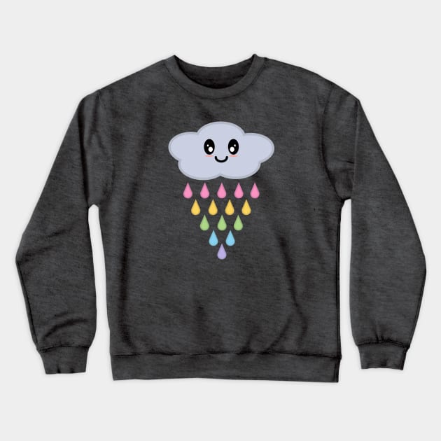 Kawaii Cute Raining Rainbow Rain Cloud in Purple Crewneck Sweatshirt by Kelly Gigi